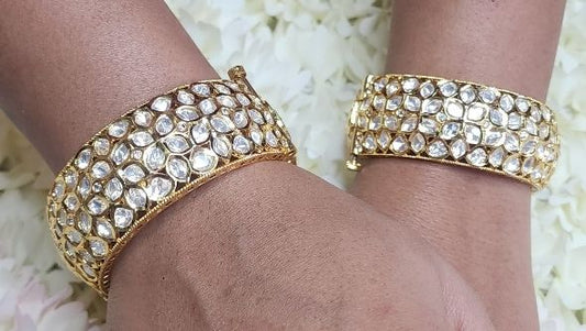 Fine Antique Polki Kundan Bangles By Chokerset Colour Gold, Plating Gold CSBG3361