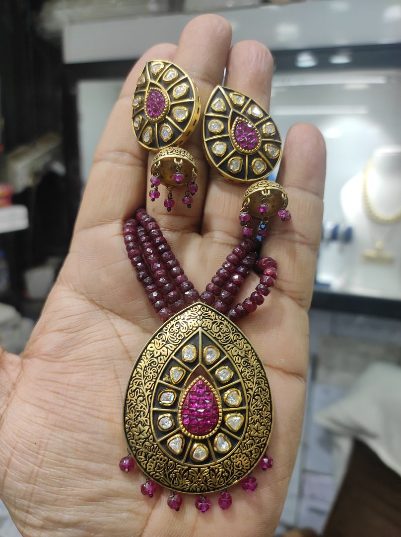 Fine Polki Kundan Antique Set By Chokerset APS932