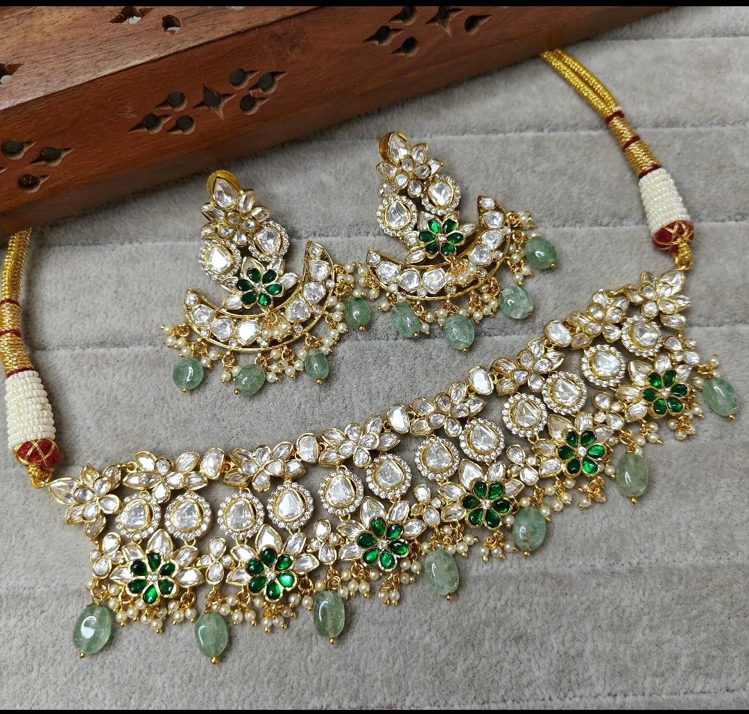 Fine Polki Kundan Antique Set By Chokerset APS942