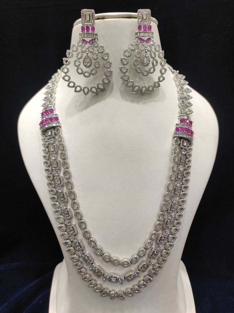 Ruby Colour Silver Plating Necklace By Chokerset CSNAD720