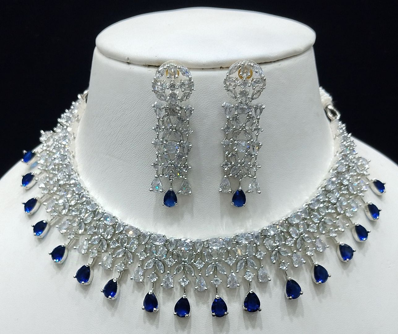 Blue Colour Silver Plating Necklace By Chokerset CSNAD776
