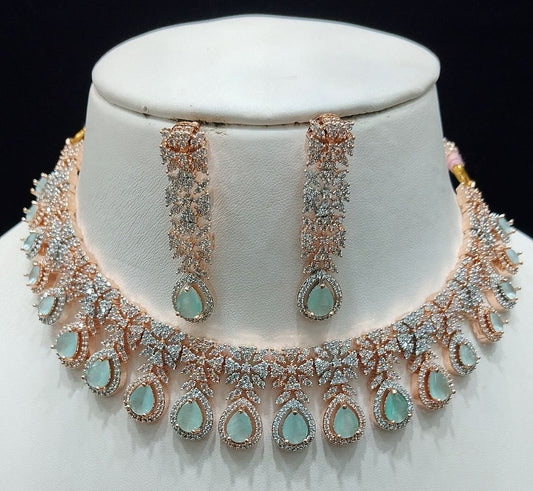 Pista Green Colour Gold Plating Necklace By Chokerset CSNAD781