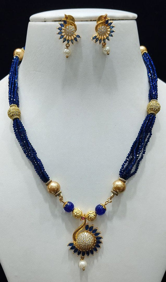 Blue Colour Silver Plating Necklace By Chokerset CSNAD774