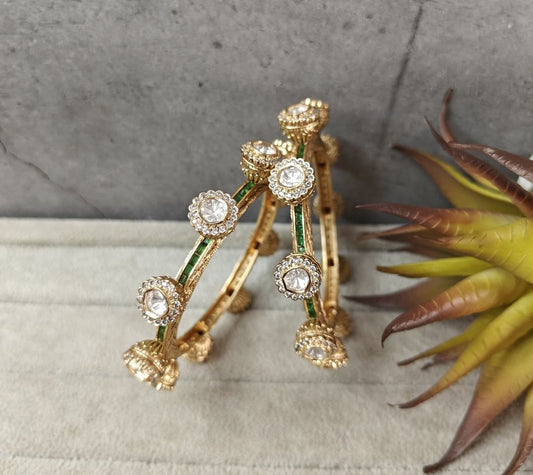 Fine Antique Polki Kundan Bangles By Chokerset Colour Gold, Plating Gold CSBG3364