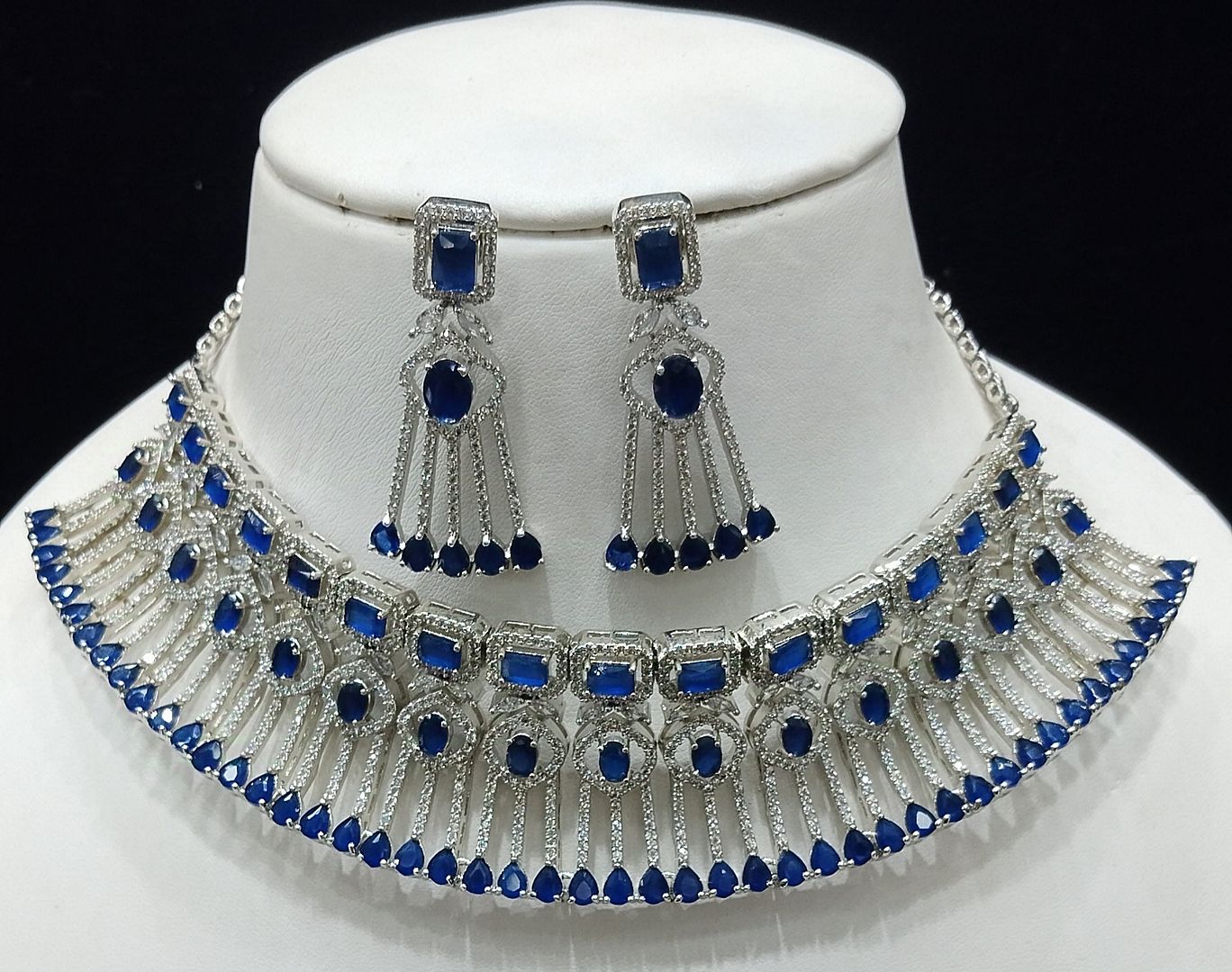 Blue Colour Silver Plating Necklace By Chokerset CSNAD779