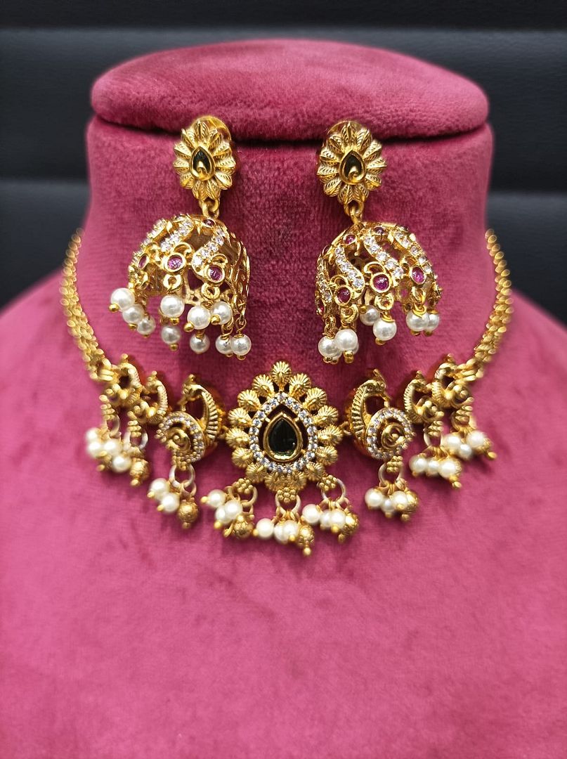 Polki Antique Necklace By Chokerset Colour Multi, Plating Gold CSKS4377
