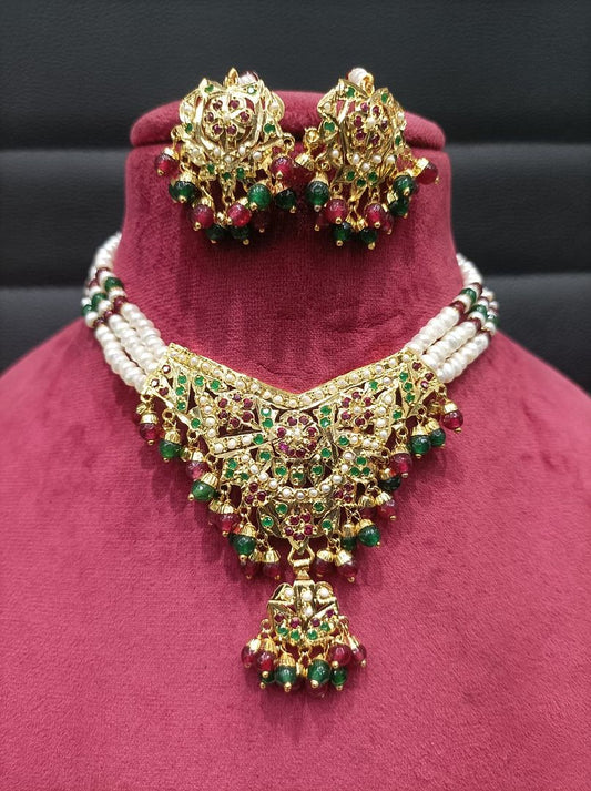 Jadau By Chokerset Colour Multi, Plating Gold CSJD4379