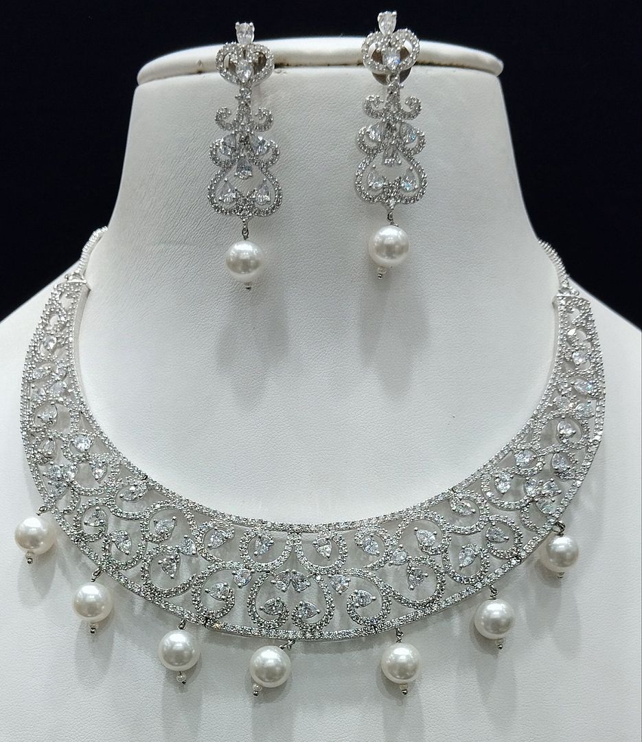 Silver Colour Silver Plating Necklace By Chokerset CSNAD762