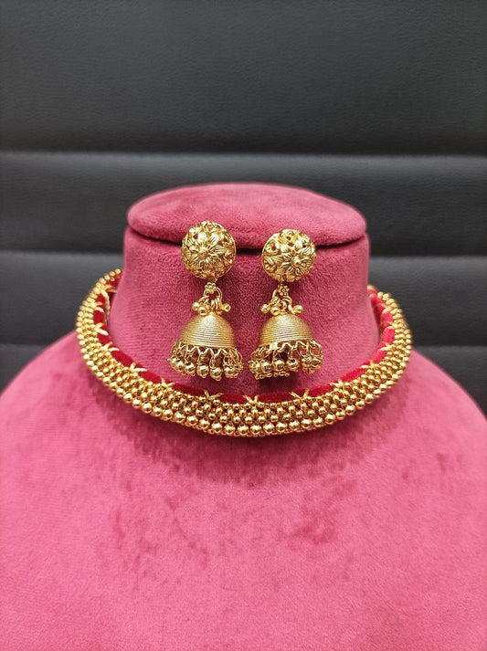 Polki Antique Necklace By Chokerset Colour Gold, Plating Gold CSKS4393