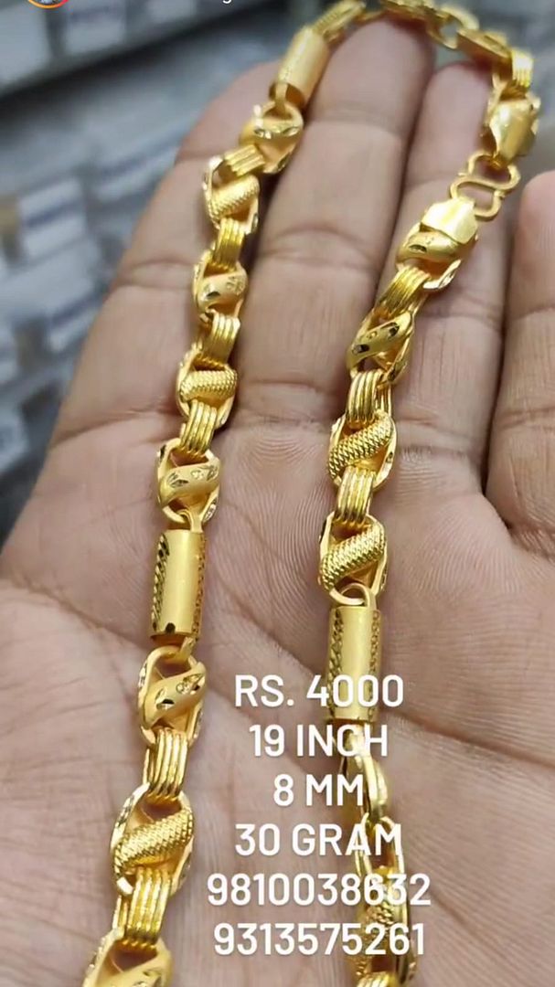 Gold Forming 200 Mg 19 Inch 8 mm 30 Gram Nawabi Biscuit Chain By Chokerset CHWA0039