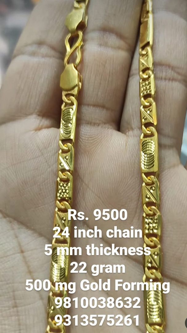 Gold Forming 500 Mg 24 Inch 5 mm 22 Gram Nawabi Biscuit Chain By Chokerset CHWA0048