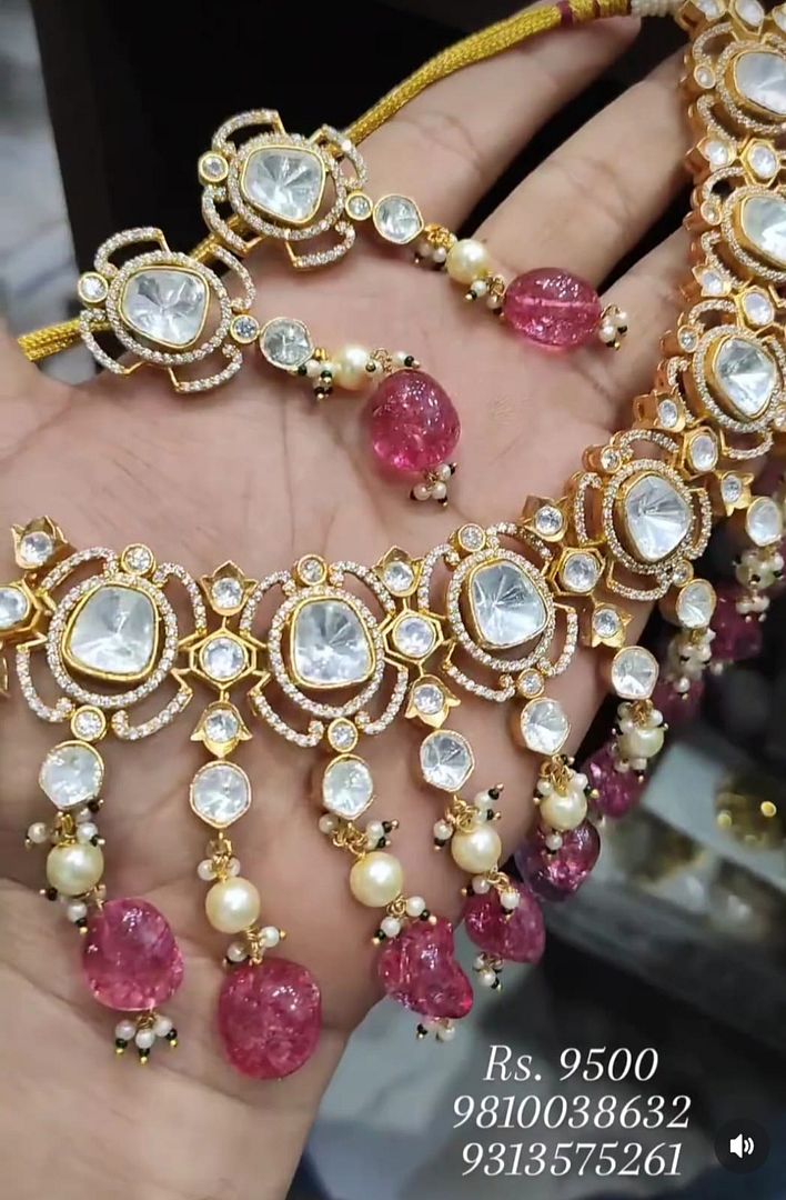 Kundan Necklace In Ruby Colour And Gold Plating By Chokerset NKWA0014