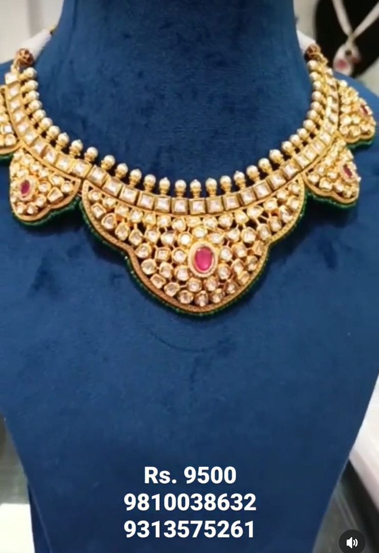 Kundan Necklace In Multi Colour And Gold Plating By Chokerset NKWA0042