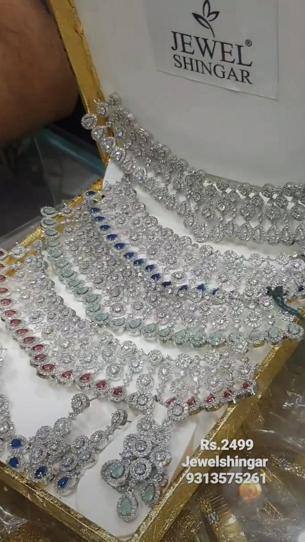 Zircon Necklace In All Colour And Silver Plating By Chokerset NKWA0124