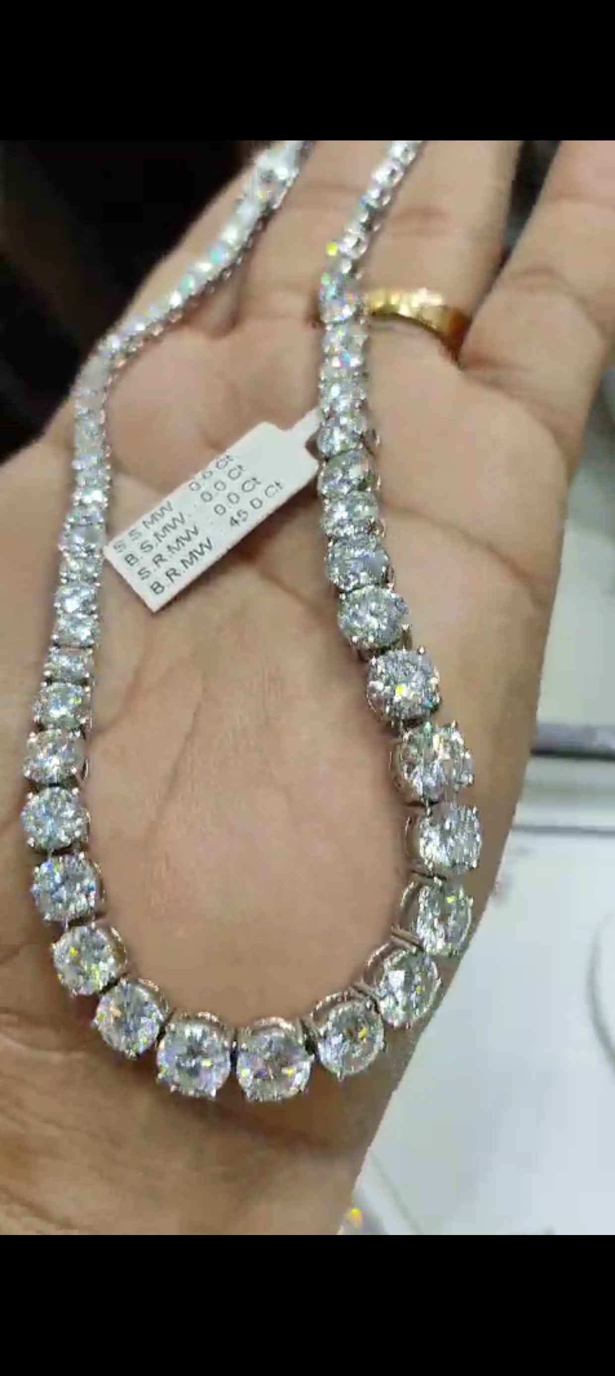 Moissanite Chain in Silver with Moissanite 16 SIZE D Colour, VVS1 ,Excellent Cut by Chokerset (MOI59500)