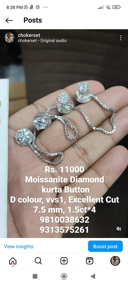 Moissanite Kurta Buttons By Chokerset CHO80021