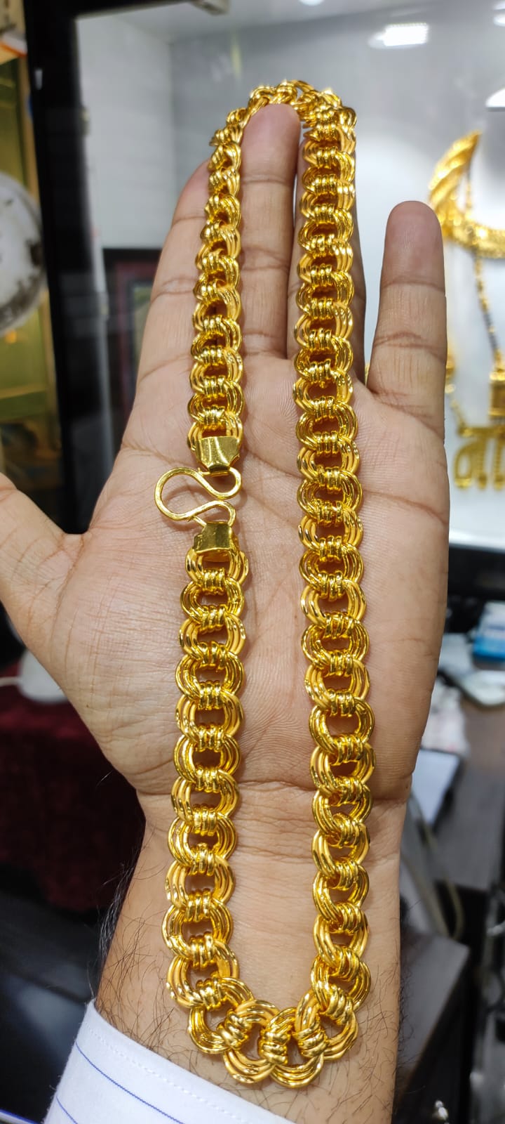 Triple Kunda Chain SIZE 21 ( 53.34 CM ) 85 Gram 15.5 MM Thickness In 200 Mg Gold Forming (20230808)