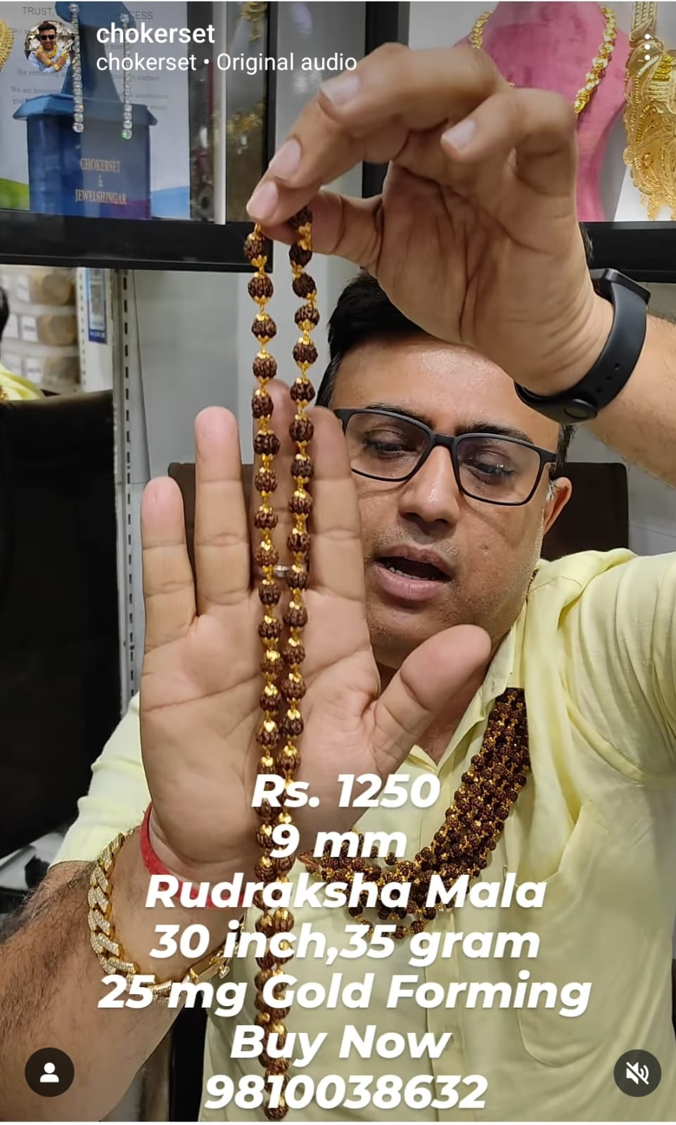 Rudraksha Mala Chain 30 SIZE 35 gram 9 MM 25 MG Gold Forming Jewellery By Chokerset (65250123)