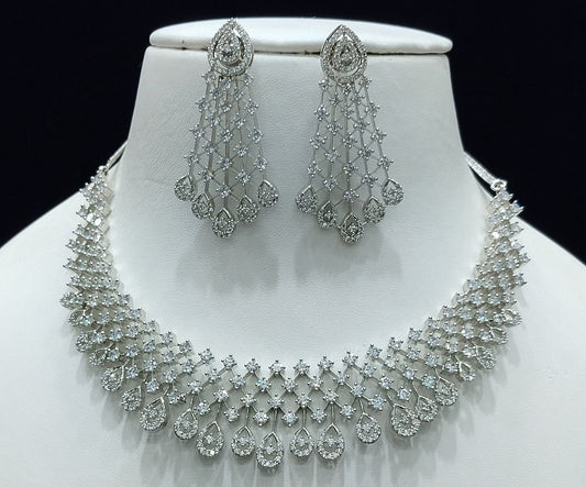 Silver Colour Silver Plating Necklace By Chokerset CSNAD752
