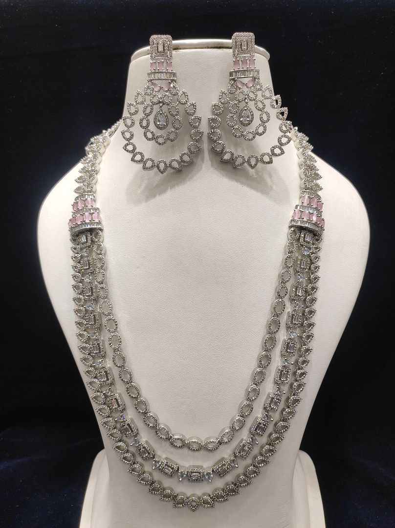 Pink Colour Silver Plating Necklace By Chokerset CSNAD703