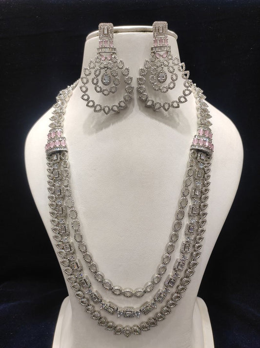 Pink Colour Silver Plating Necklace By Chokerset CSNAD703