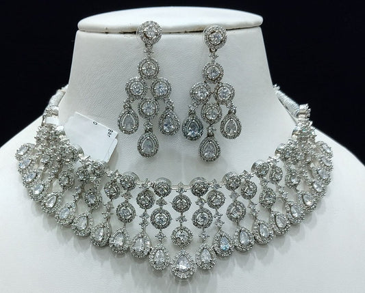 Silver Colour Silver Plating Necklace By Chokerset CSNAD746