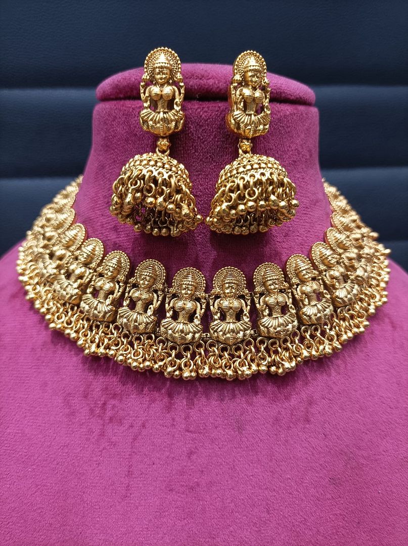 Polki Antique Necklace By Chokerset Colour Gold, Plating Gold CSKS4387