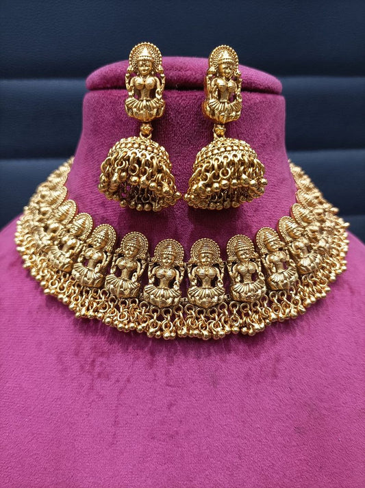 Polki Antique Necklace By Chokerset Colour Gold, Plating Gold CSKS4387