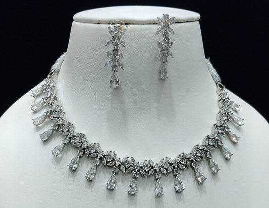 Silver Colour Silver Plating Necklace By Chokerset CSNAD744