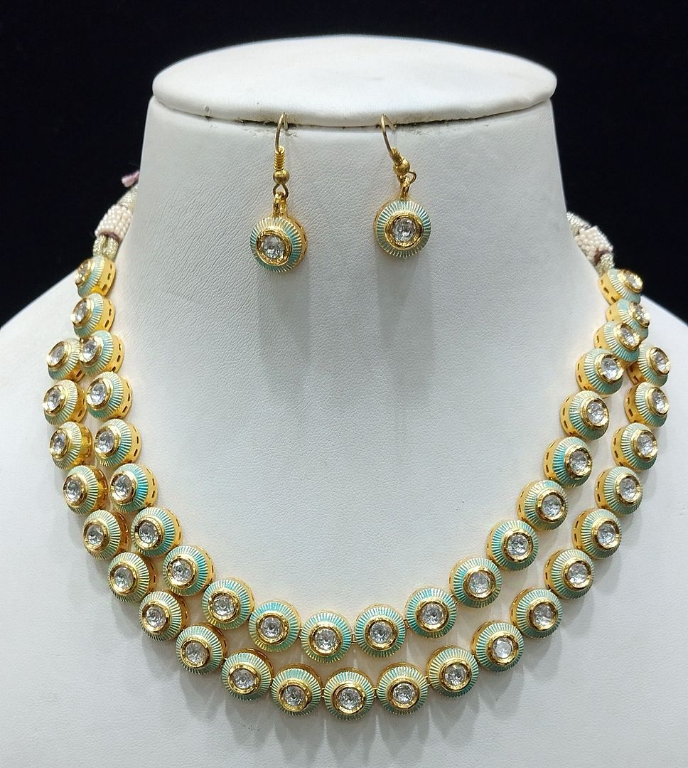 Pista Green Colour Gold Plating Necklace By Chokerset CSNAD783