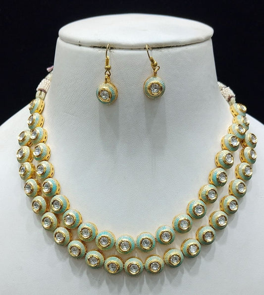 Pista Green Colour Gold Plating Necklace By Chokerset CSNAD783