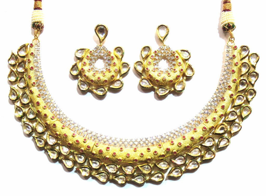 Ksvk Jewels Cubic Zirconia Gold Plated Necklace Set For Women Jewellery ( 10183-dck ) - JEWELSHINGAR