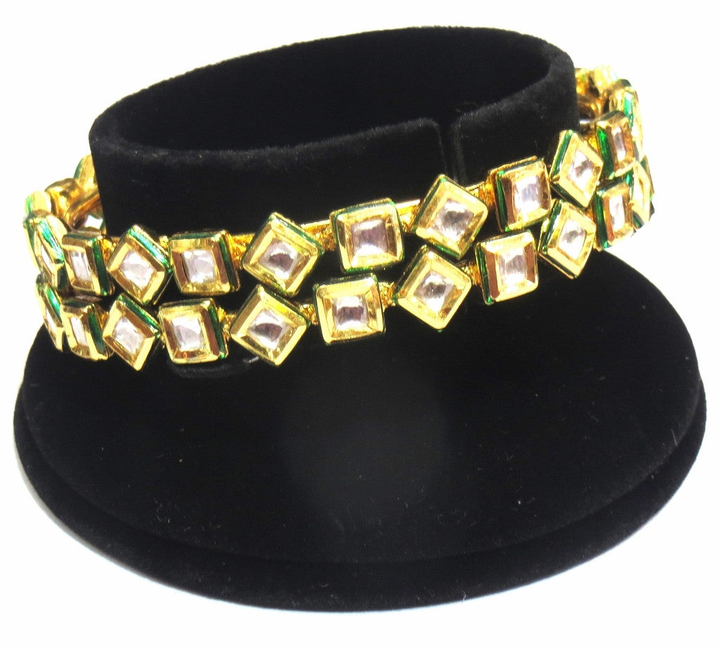 Jewelshingar Jewellery Enamel Polki Kundan Bangles For Women ( 10825-acb-p ) - JEWELSHINGAR