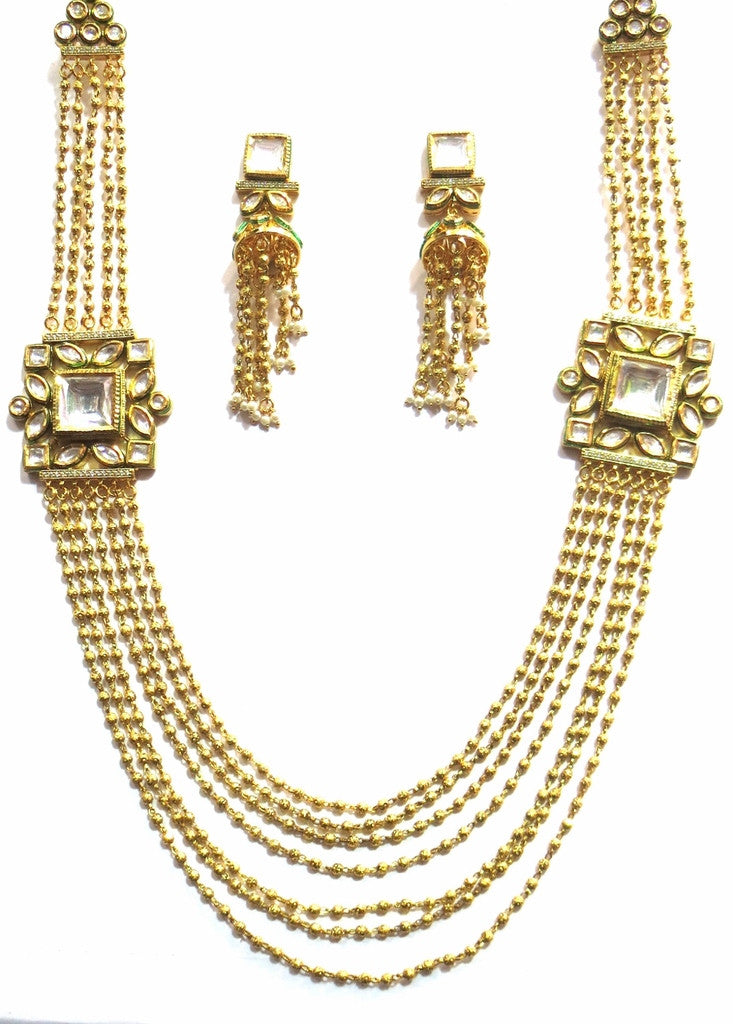 Jewelshingar Enamel Polki Kundan Gold Plated Necklace Set Jewellery For Women ( 11028-acs-clear-sms ) - JEWELSHINGAR