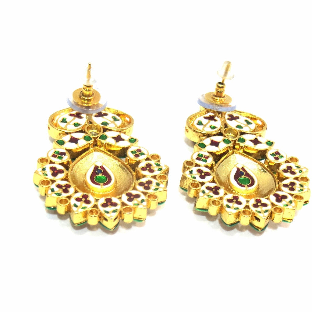 Jewelshingar Jewellery Polki Kundan Zircon Earrings For Women ( 12748-ace ) - JEWELSHINGAR