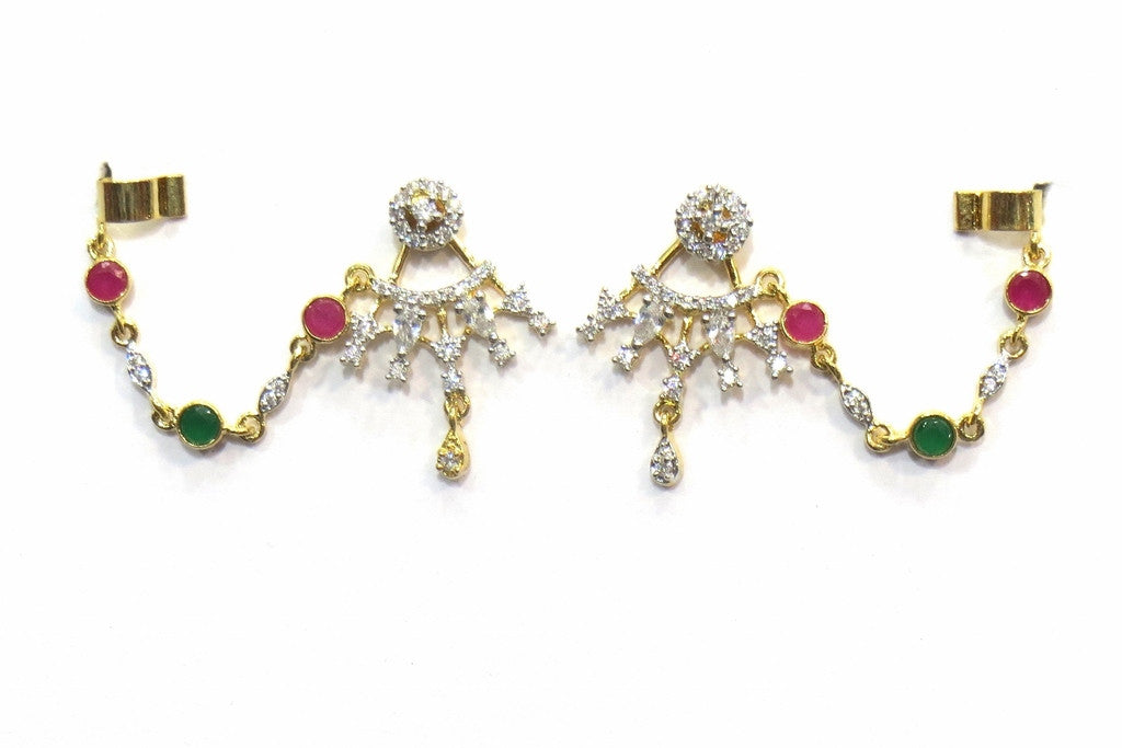 Jewelshingar Jewellery Silver / Gold Plated American Diamond Earrings Danglers For Women ( 17850-ead-multi ) - JEWELSHINGAR