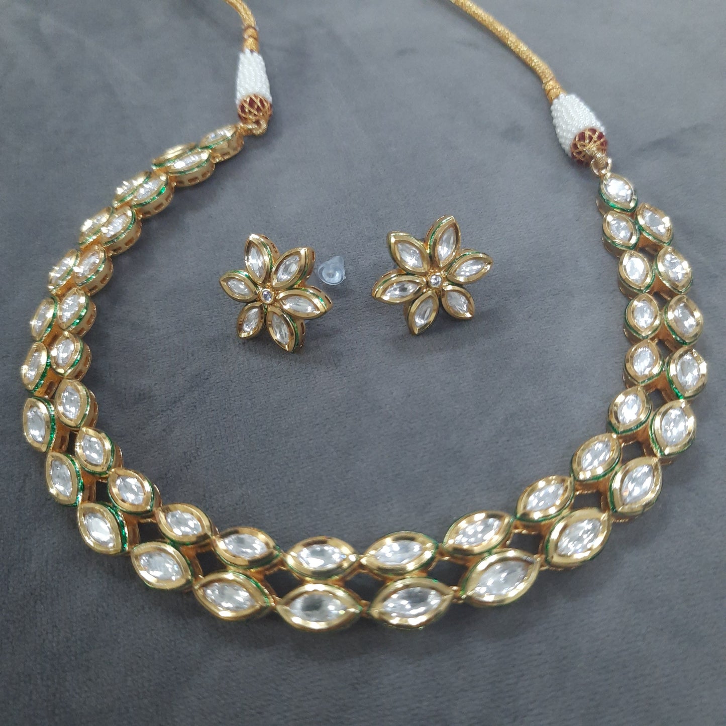 JEWELSHINGAR kundan Necklace with earrings(201058ACS)