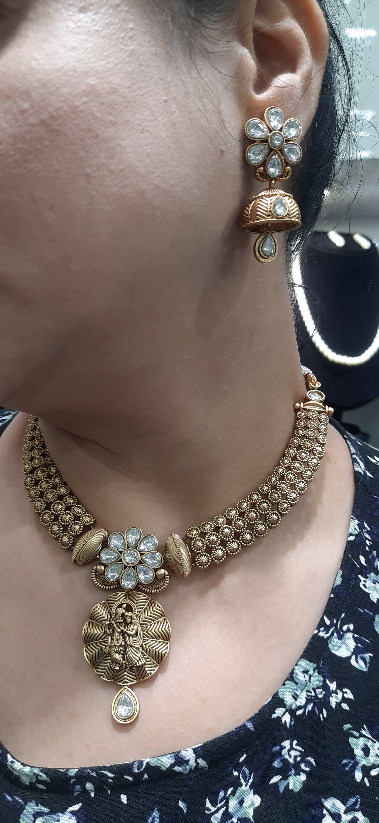 Jewelshingar Women's Temple Necklace Set In Fine Quality Jewellery ( 183856AST)