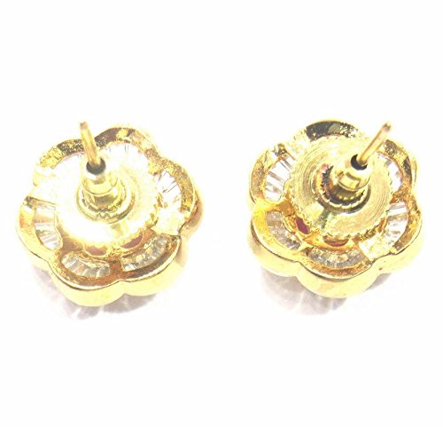 Jewelshingar Jewellery Diamond Looking Stud Earrings For Women ( 39332-ead-studds-ruby )