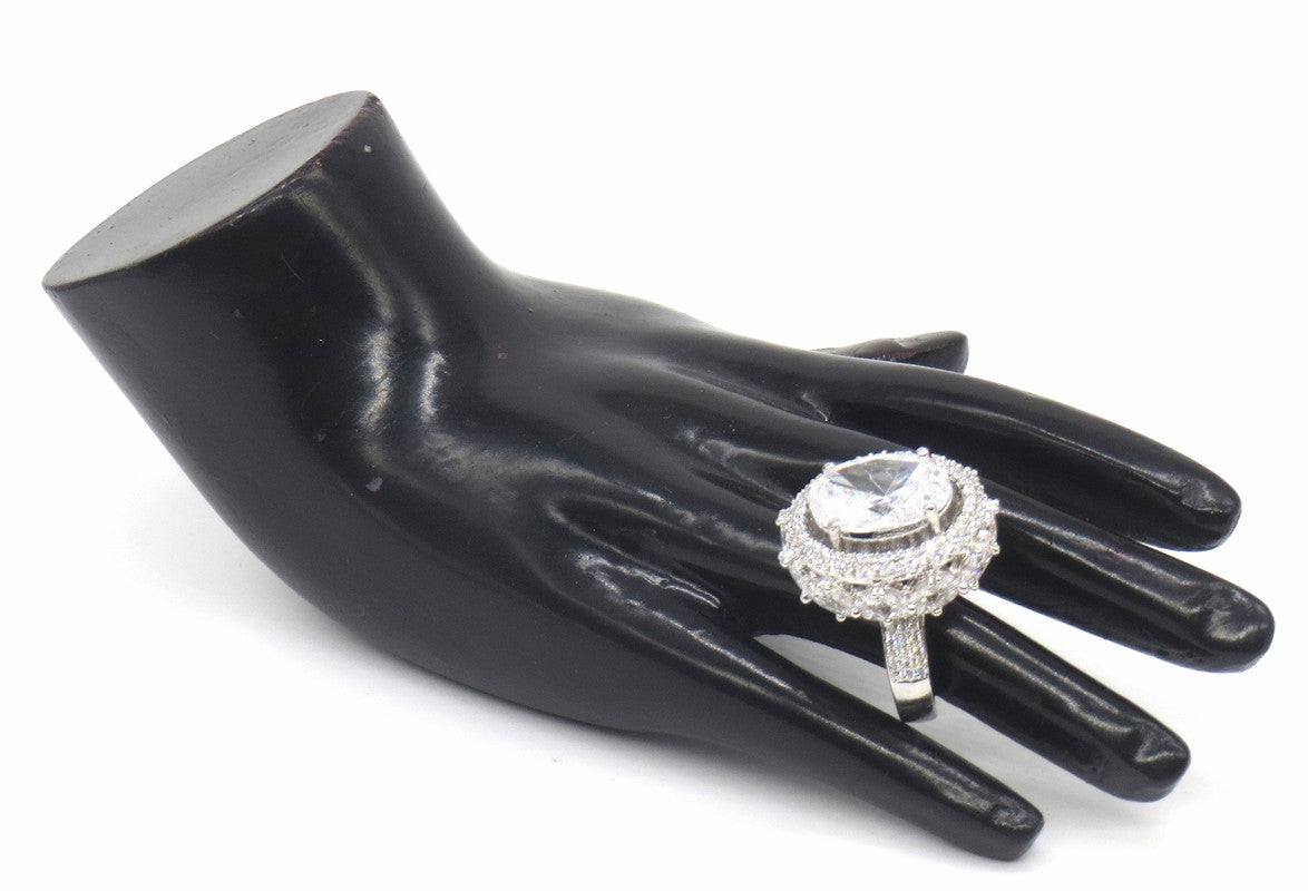 Jewelshingar Jewellery Fine American Diamond Silver Ring ( 45673-ring )