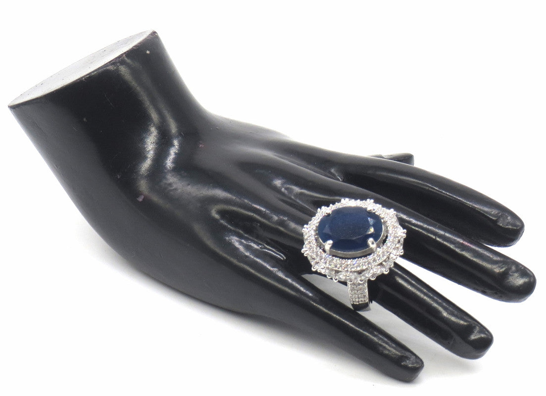 Jewelshingar Jewellery Fine American Diamond Blue Ring ( 45685-ring )