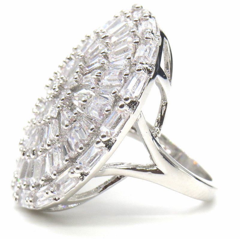 Jewelshingar Jewellery Fine American Diamond Silver Ring ( 45714-ring )