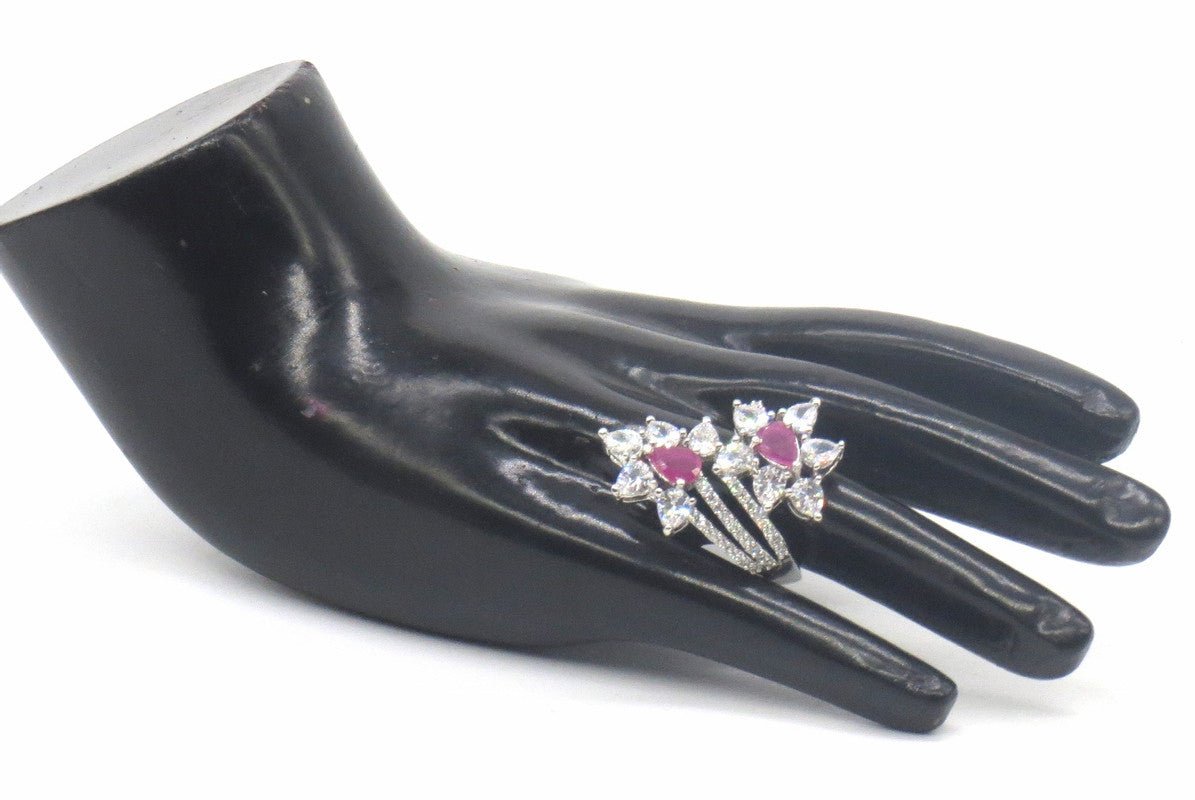 Jewelshingar Jewellery Fine American Diamond Ruby Ring ( 45751-ring )