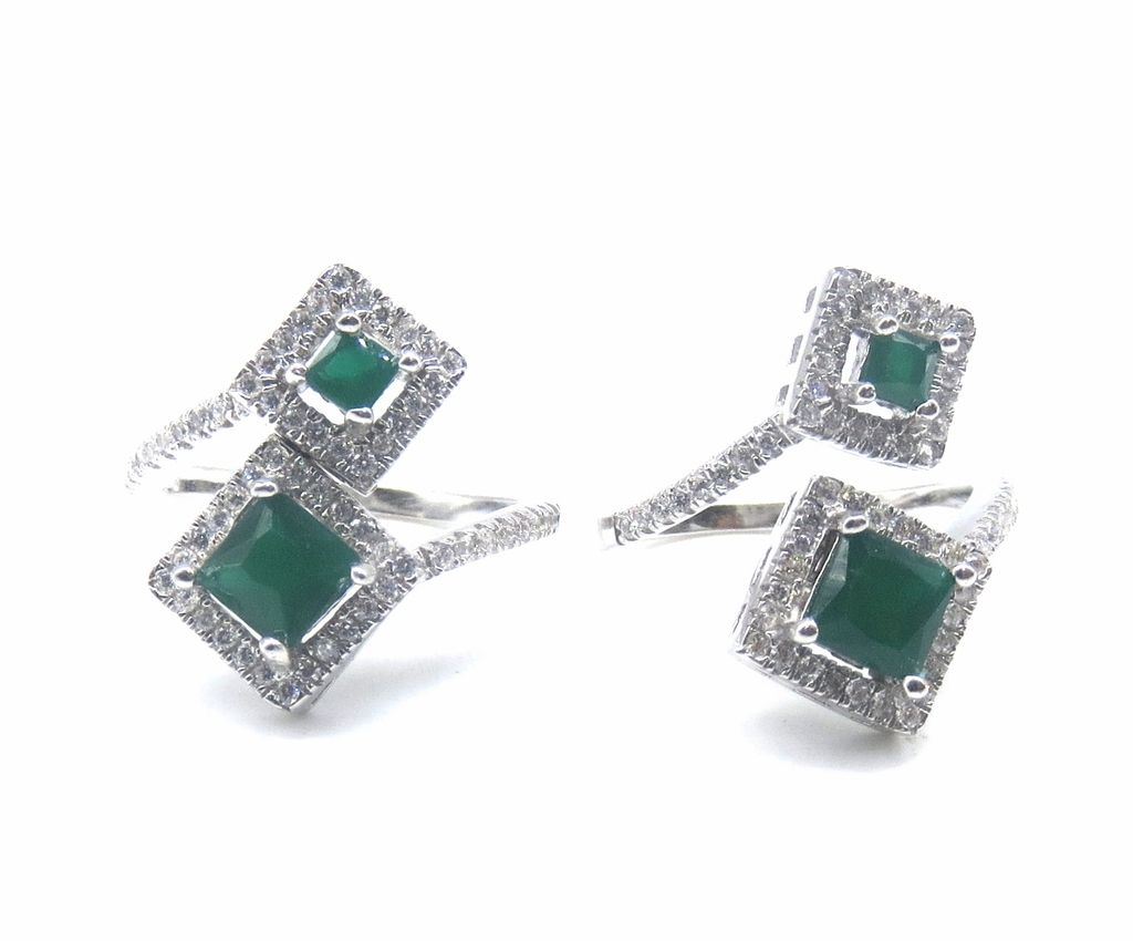 Jewelshingar Jewellery 925 Sterling Silver Green Colour Toerings For Women ( 47711-tr )