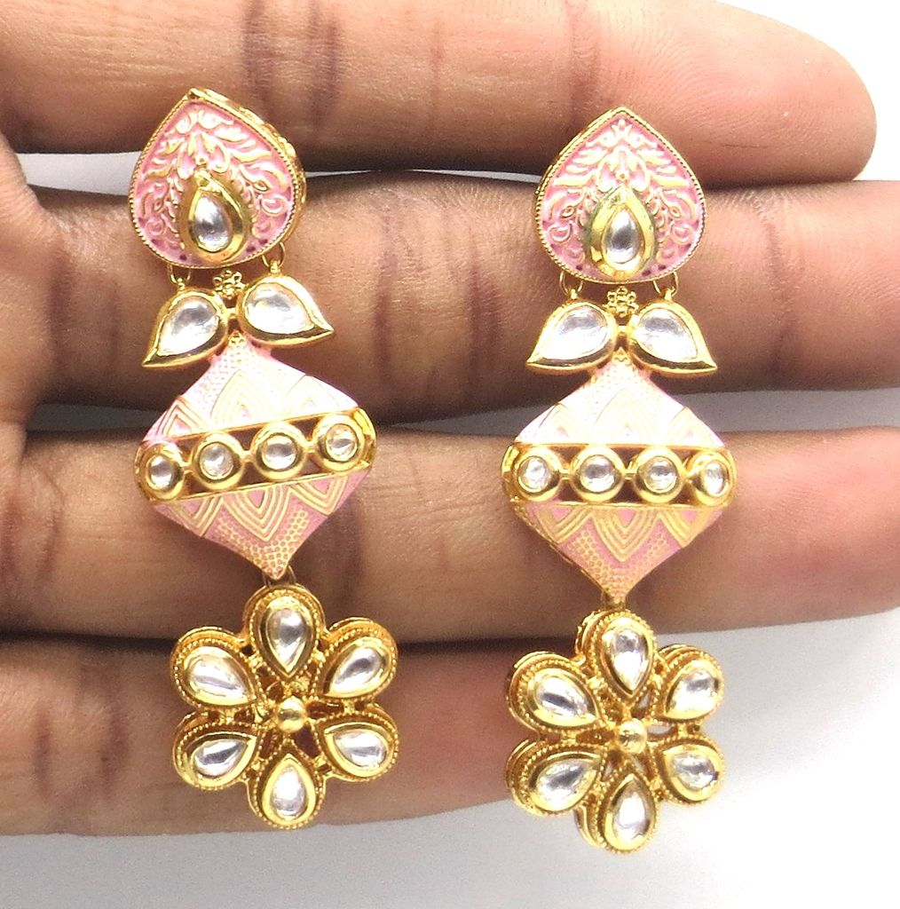 Jewelshingar Jewellery Gold Plating Pista Colour Earrings For Women ( 48860-ace )