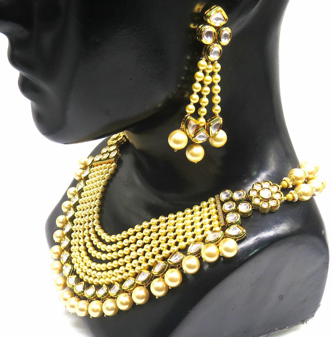 Jewelshingar Jewellery Gold Plated Colour Clear Necklace Set For Women ( 49399-acs )