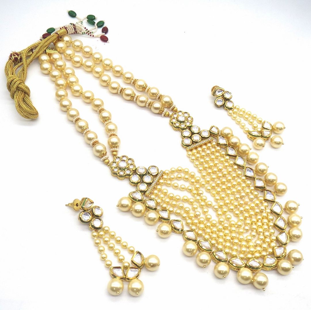 Jewelshingar Jewellery Gold Plated Colour Clear Necklace Set For Women ( 49399-acs )