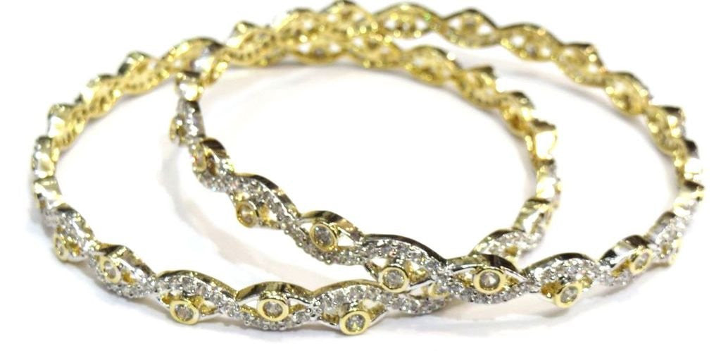 Jewelshingar Cubic Zirconia Bangles Set For Women Jewellery ( 7077-2.10-2-jb ) - JEWELSHINGAR