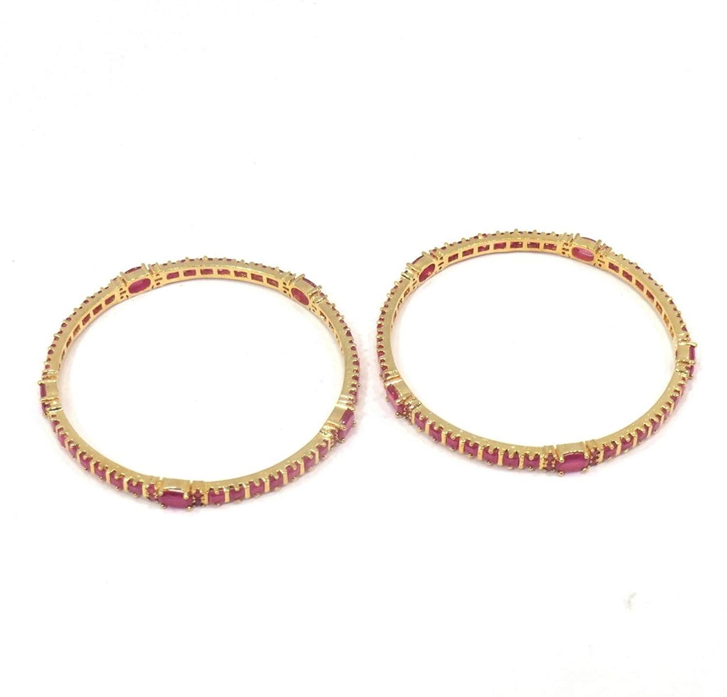 Jewelshingar Jewellery Gold Plated American Diamond Bangles For Women ( 6993-jb-p )