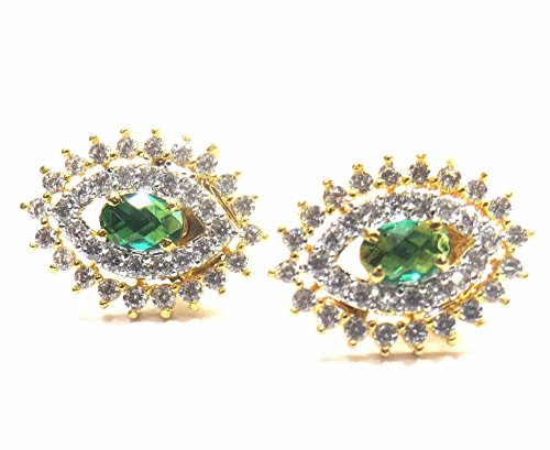 Jewelshingar Jewellery Diamond Looking Stud Earrings For Women ( 39475-ead-studds-green )